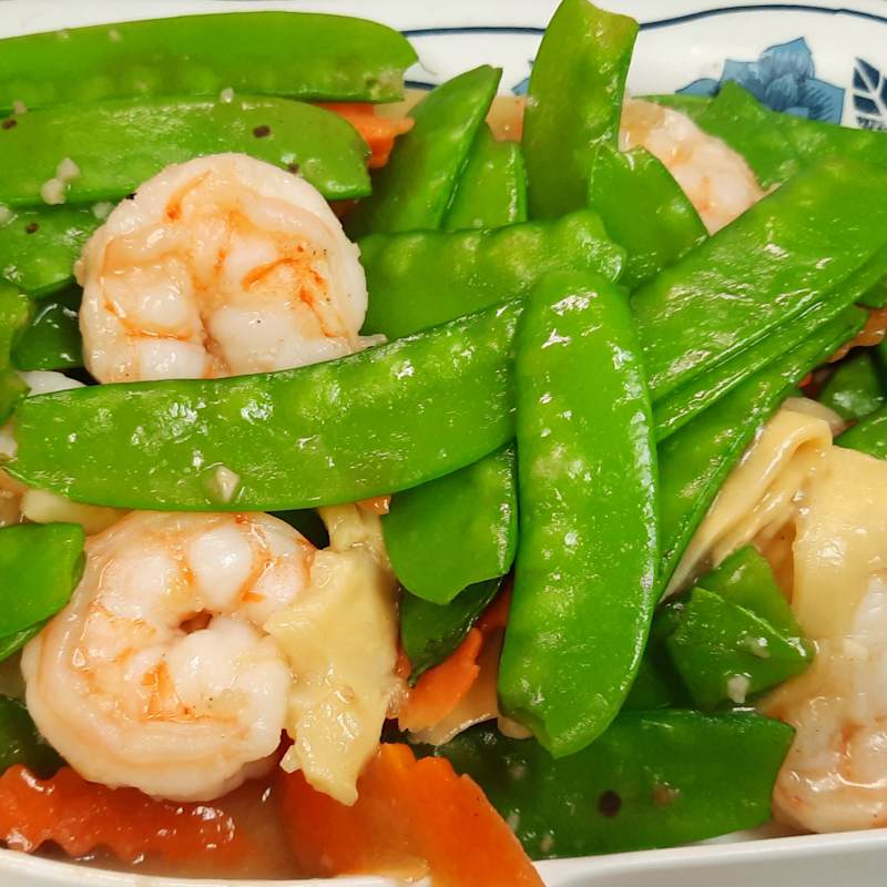 Shrimp with Snow Pea Dinner — Aegean Table