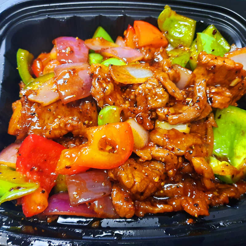 Sizzling Beef with Black Pepper Sauce Dinner — Aegean Table